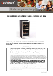 Bedienungsanleitung Coobinox WE 90 L Weinklimaschrank