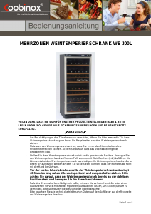 Bedienungsanleitung Coobinox WE 300 L Weinklimaschrank