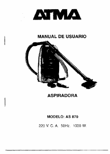 Manual de uso Atma AS870 Aspirador