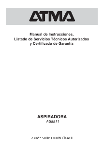 Manual de uso Atma AS8911 Aspirador