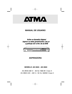 Manual de uso Atma AS8930 Aspirador