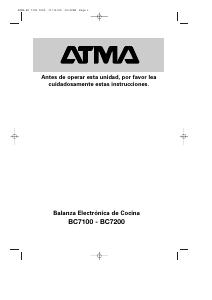 Manual de uso Atma BC7200 Báscula de cocina