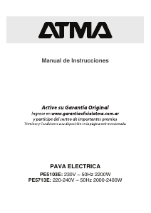 Manual de uso Atma PE5103E Hervidor