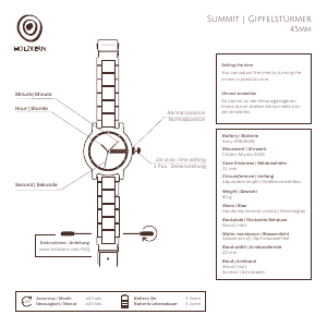 Handleiding Holzkern Everest Horloge