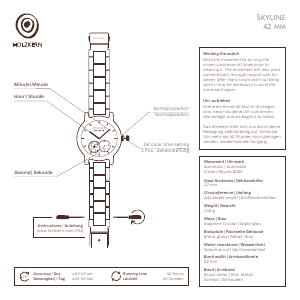Bedienungsanleitung Holzkern Hongkong Armbanduhr