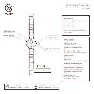 Bedienungsanleitung Holzkern Mauritius Armbanduhr