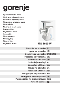 Handleiding Gorenje MG1600W Vleesmolen