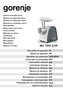 Manuál Gorenje MG1800SJW Mlýnek na maso