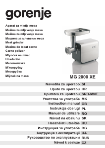 Priručnik Gorenje MG2000XE Stroj za mljevenje mesa