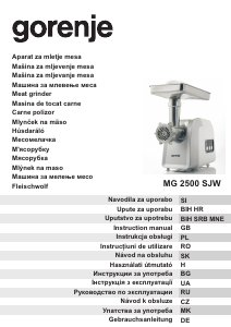 Handleiding Gorenje MG2500SJW Vleesmolen