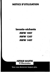 Mode d’emploi Arthur Martin-Electrolux AWW 1207 Lave-linge séchant