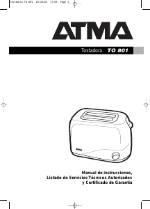 Manual de uso Atma TO801 Tostador