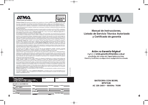 Manual de uso Atma BP8752E Batidora de pie
