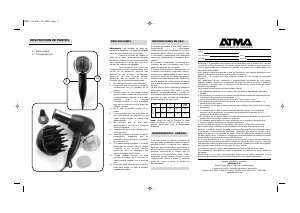 Manual de uso Atma SP 825 Secador de pelo