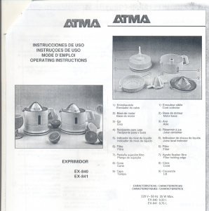 Manual de uso Atma EX841 Exprimidor de cítricos