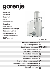 Handleiding Gorenje JC650W Sapcentrifuge