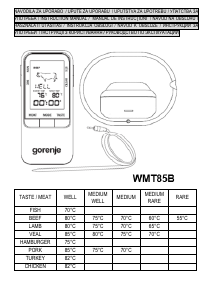 Bruksanvisning Gorenje WMT85B Kjøkkentermometer