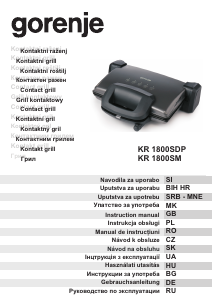 Manuál Gorenje KR1800SDP Kontaktní gril