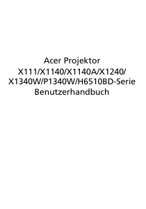 Bedienungsanleitung Acer X1140 Projektor