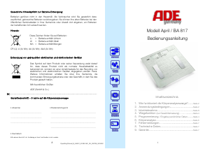 Mode d’emploi ADE BA 817 April Pèse-personne