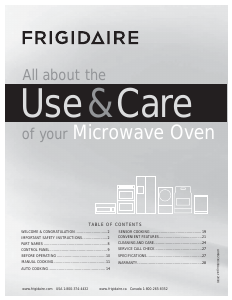 Manual Frigidaire UMV1422UW Microwave