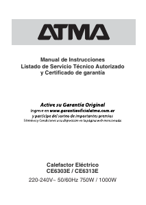 Manual de uso Atma CE6303E Calefactor