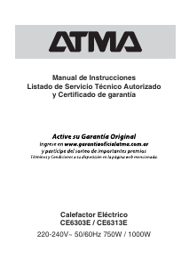 Manual de uso Atma CE6313E Calefactor