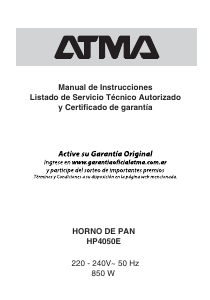 Manual de uso Atma HP 4050E Máquina de hacer pan