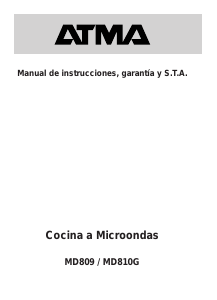 Manual de uso Atma MD810G Microondas