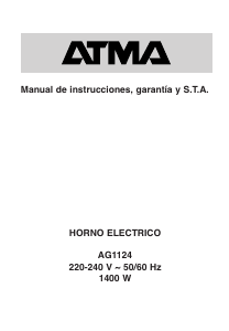 Manual de uso Atma AG 1124 Horno