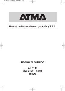 Manual de uso Atma AG 1143 Horno