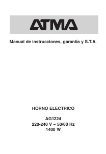 Manual de uso Atma AG 1224 Horno