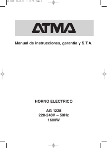 Manual de uso Atma AG 1228 Horno