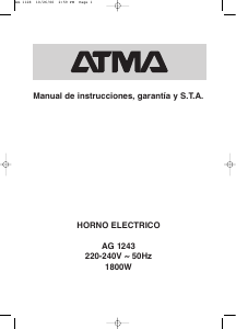 Manual de uso Atma AG 1243 Horno
