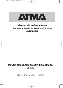 Manual de uso Atma LP830 Robot de cocina