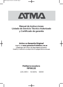 Manual de uso Atma MP8612E Robot de cocina