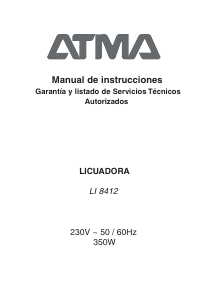 Manual de uso Atma LI8412 Batidora