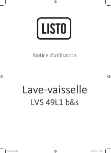 Mode d’emploi Listo LVS 49L1b Lave-vaisselle