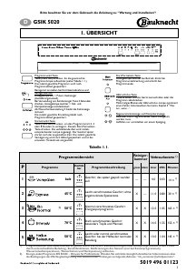 Bedienungsanleitung Bauknecht GSIK 5020 SD IN Geschirrspüler