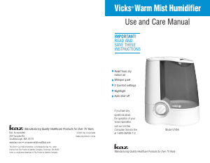 Manual Vicks V745A Humidifier