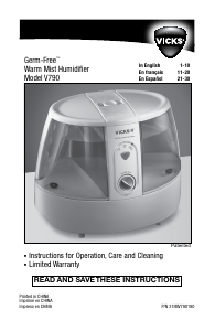 Manual Vicks V790 Humidifier