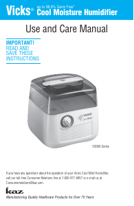 Manual Vicks V3900 Humidifier
