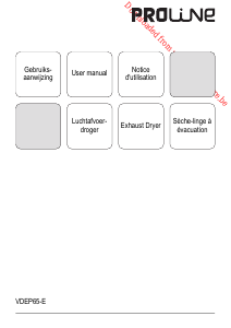 Mode d’emploi Proline VDEP65-E Sèche-linge