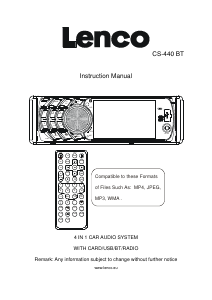 Manual Lenco CS-440 BT Car Radio