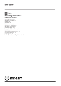 Manual Indesit DFP 58T96 Z UK Dishwasher