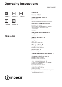 Manual Indesit DFG 26B10 EU Dishwasher