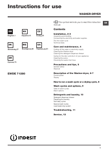 Handleiding Indesit EWDE 71280 W EU Was-droog combinatie