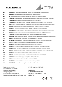 Руководство Trio 500700128 Traditio Светильник