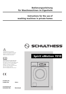 Manual Schulthess Spirit eMotion 7010 Washing Machine