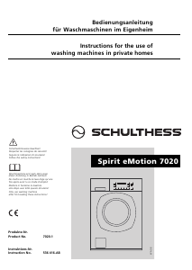 Bedienungsanleitung Schulthess Spirit eMotion 7020 Waschmaschine